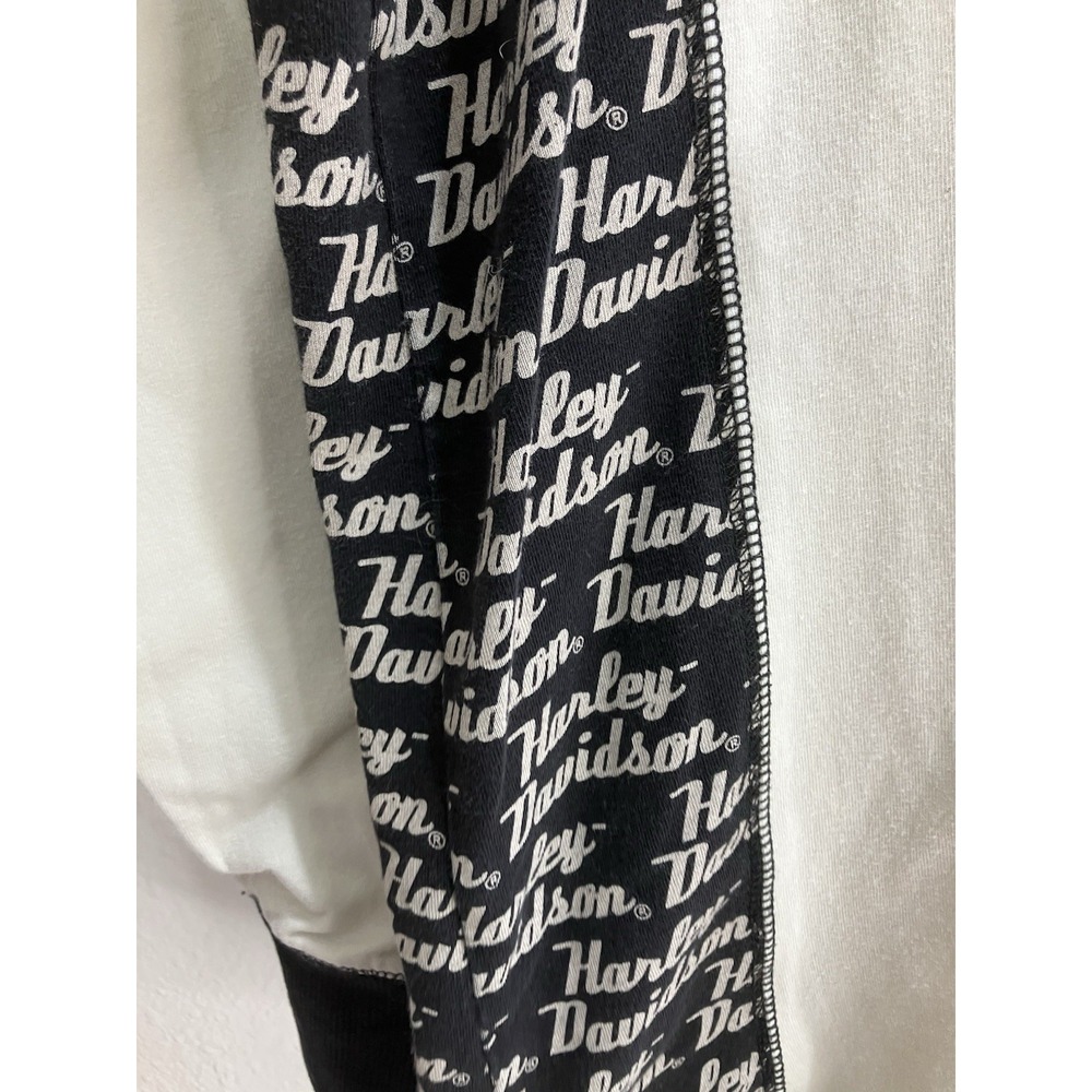 Harley Davidson Womens 1W White Black Logo Print Quarter‎ Zip Hoodie - Picture 5 of 12